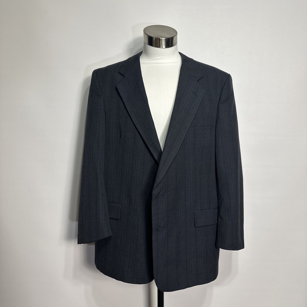 Christian Dior Monsieur Blazer Mens Blue Striped Wool Suit Jacket 40R 50R Vtg